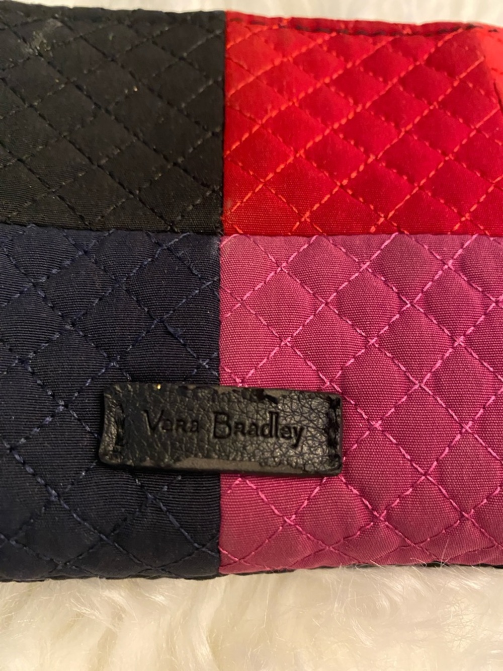 Vera Bradley Quilted Colorblock Pouch in Navy, Pink, Red, Black